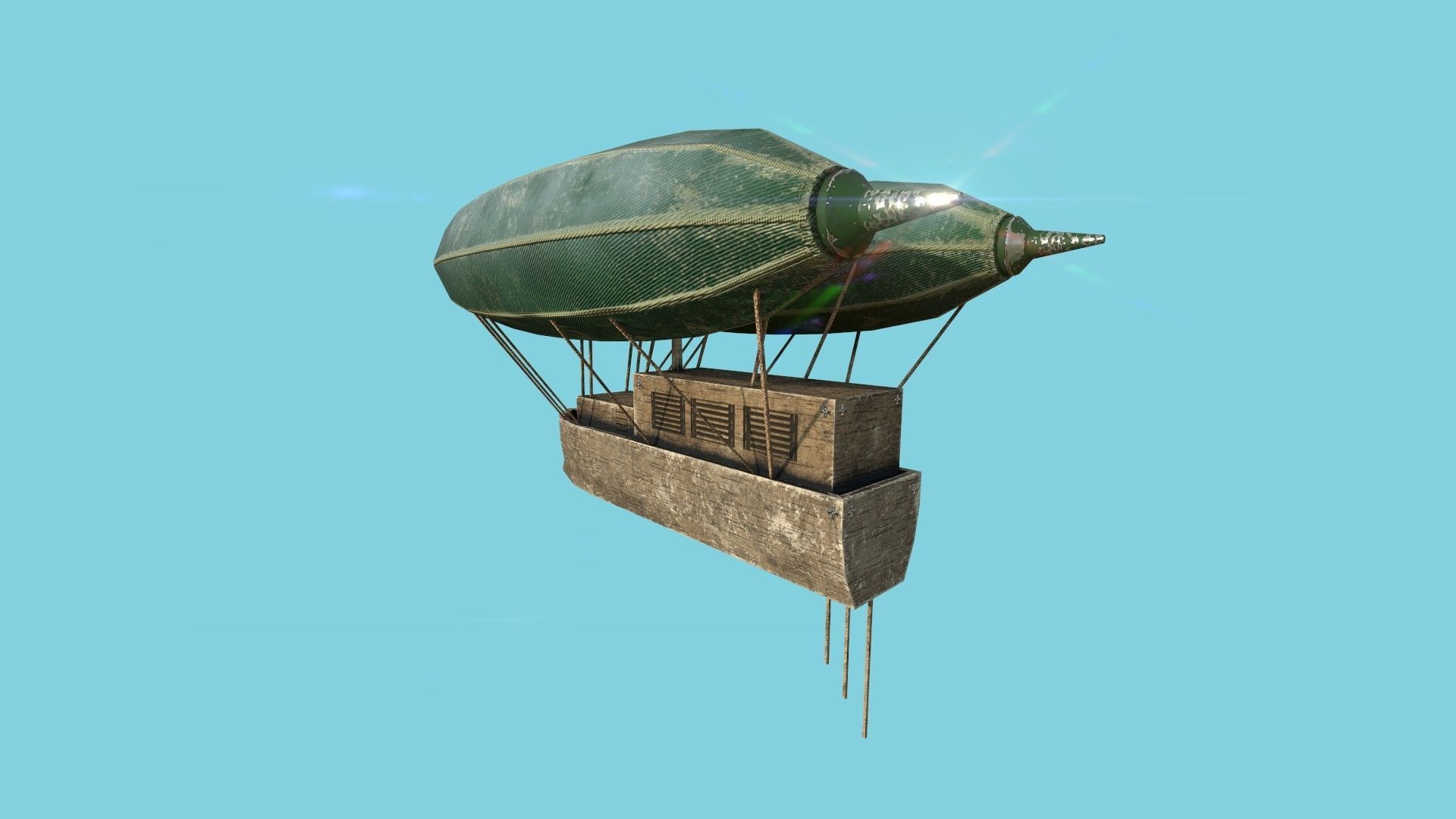 Steampunk Airship - Sci-Fi Aircraft 05 - Flying Ship Low-poly 3D model_2
