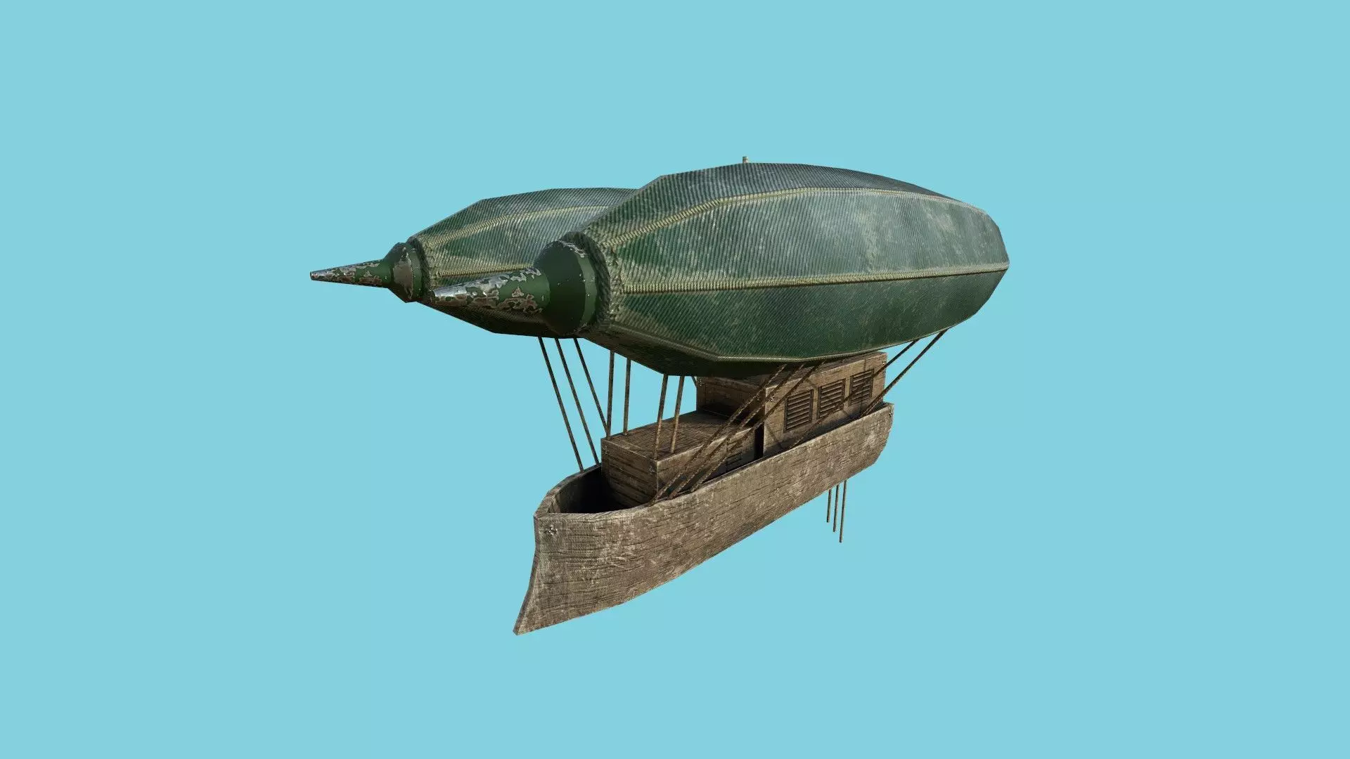 Steampunk Airship - Sci-Fi Aircraft 05 - Flying Ship Low-poly 3D model_0