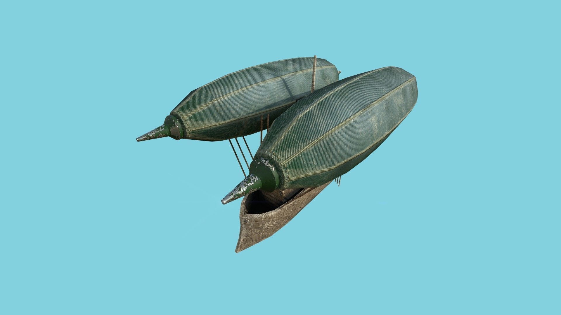 Steampunk Airship - Sci-Fi Aircraft 05 - Flying Ship Low-poly 3D model_1