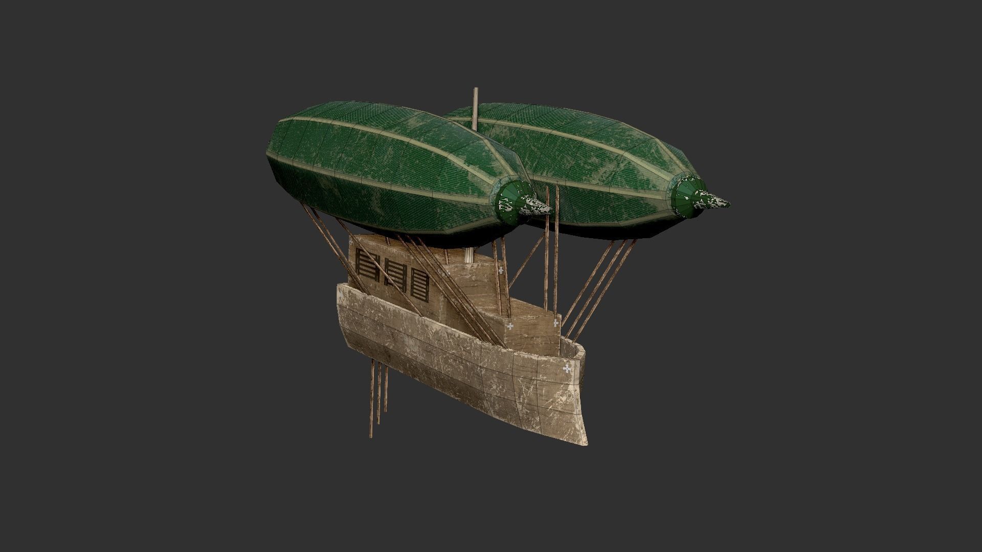 Steampunk Airship - Sci-Fi Aircraft 05 - Flying Ship Low-poly 3D model_12