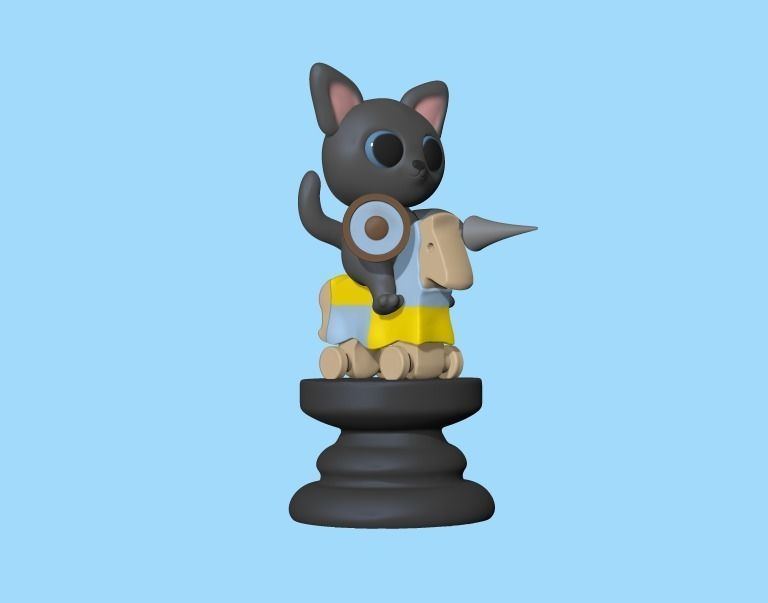 Cat Chess piece - Knight 3D print model_1