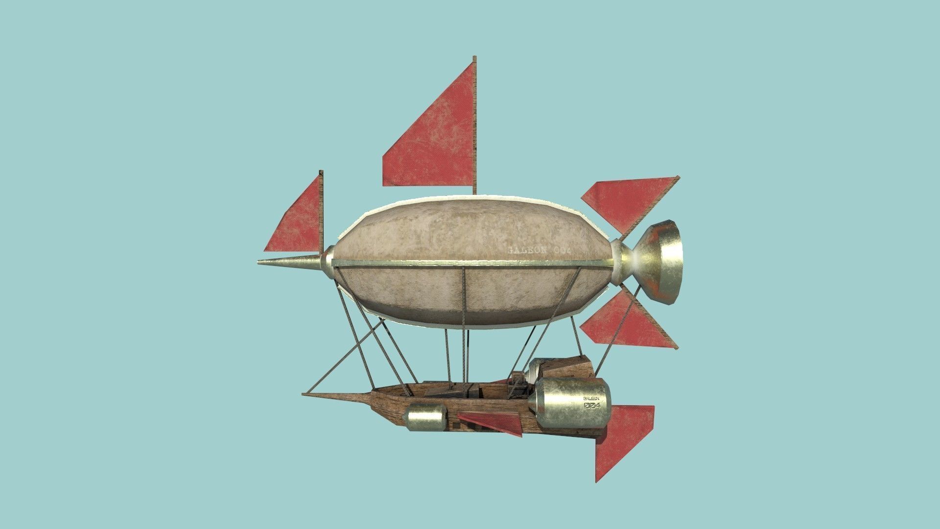 05 Steampunk Airship - Sci-Fi Aircraft Asset 3D Model Collection_19