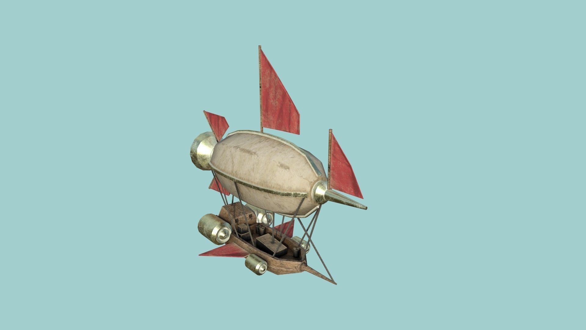 05 Steampunk Airship - Sci-Fi Aircraft Asset 3D Model Collection_15