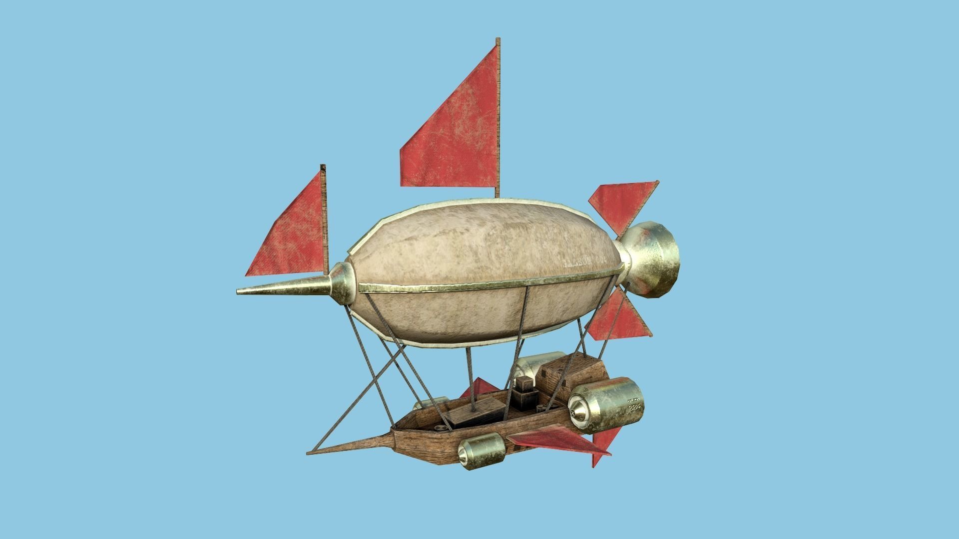 05 Steampunk Airship - Sci-Fi Aircraft Asset 3D Model Collection_23