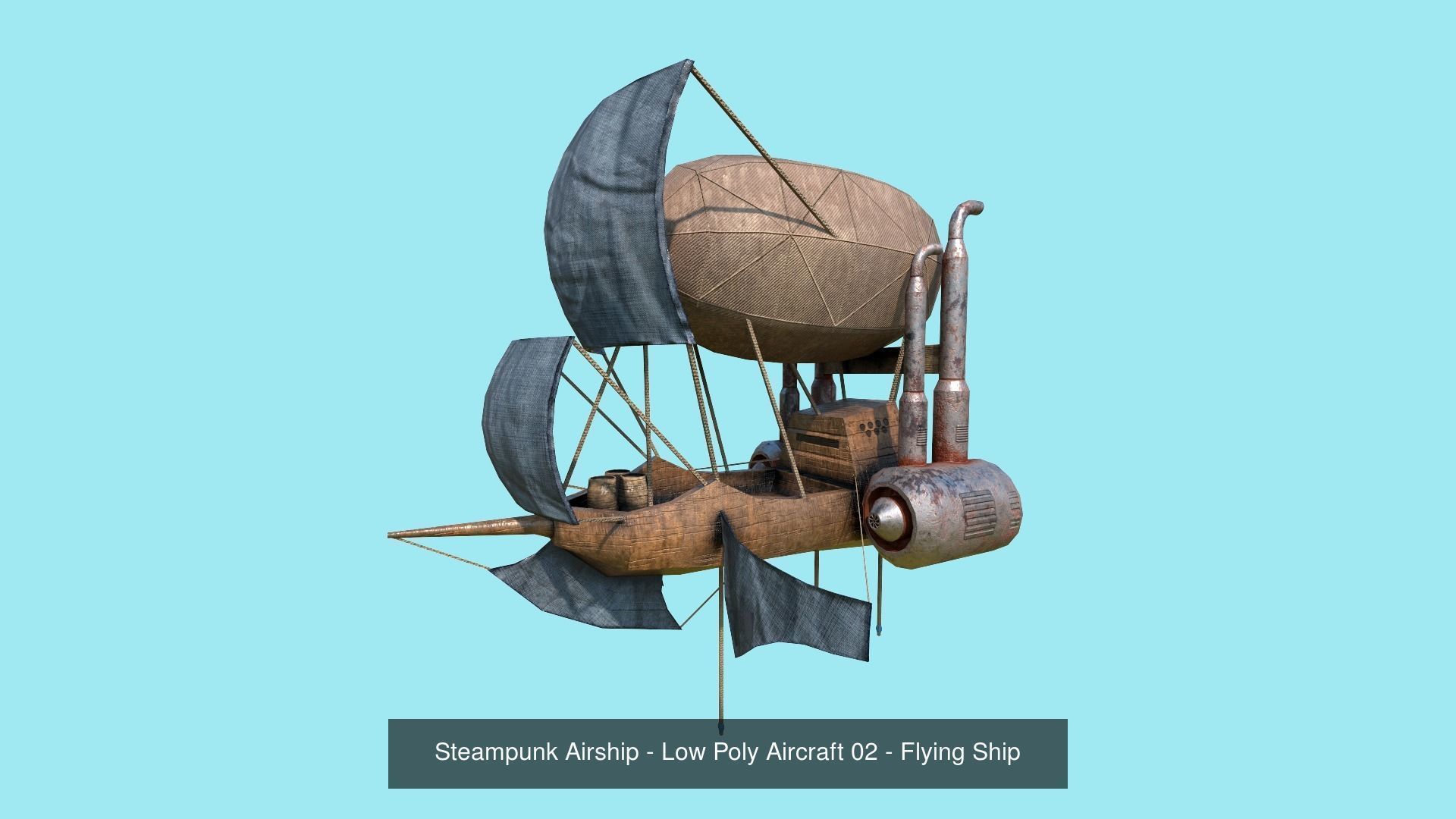 05 Steampunk Airship - Sci-Fi Aircraft Asset 3D Model Collection_2