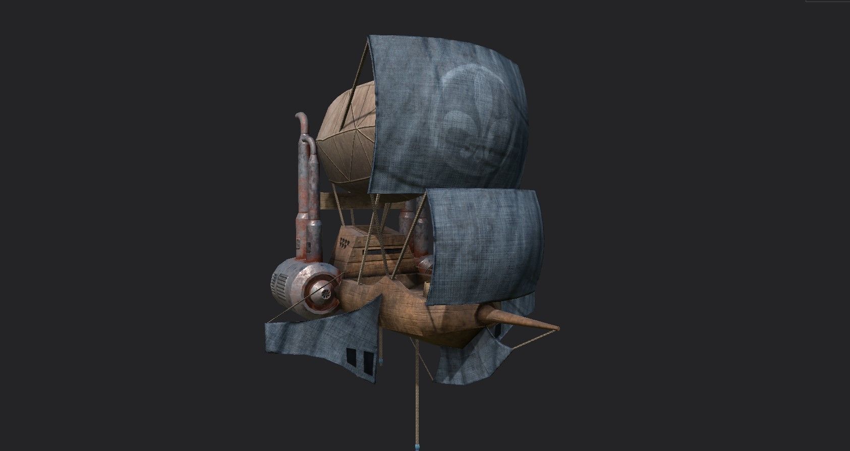 05 Steampunk Airship - Sci-Fi Aircraft Asset 3D Model Collection_9
