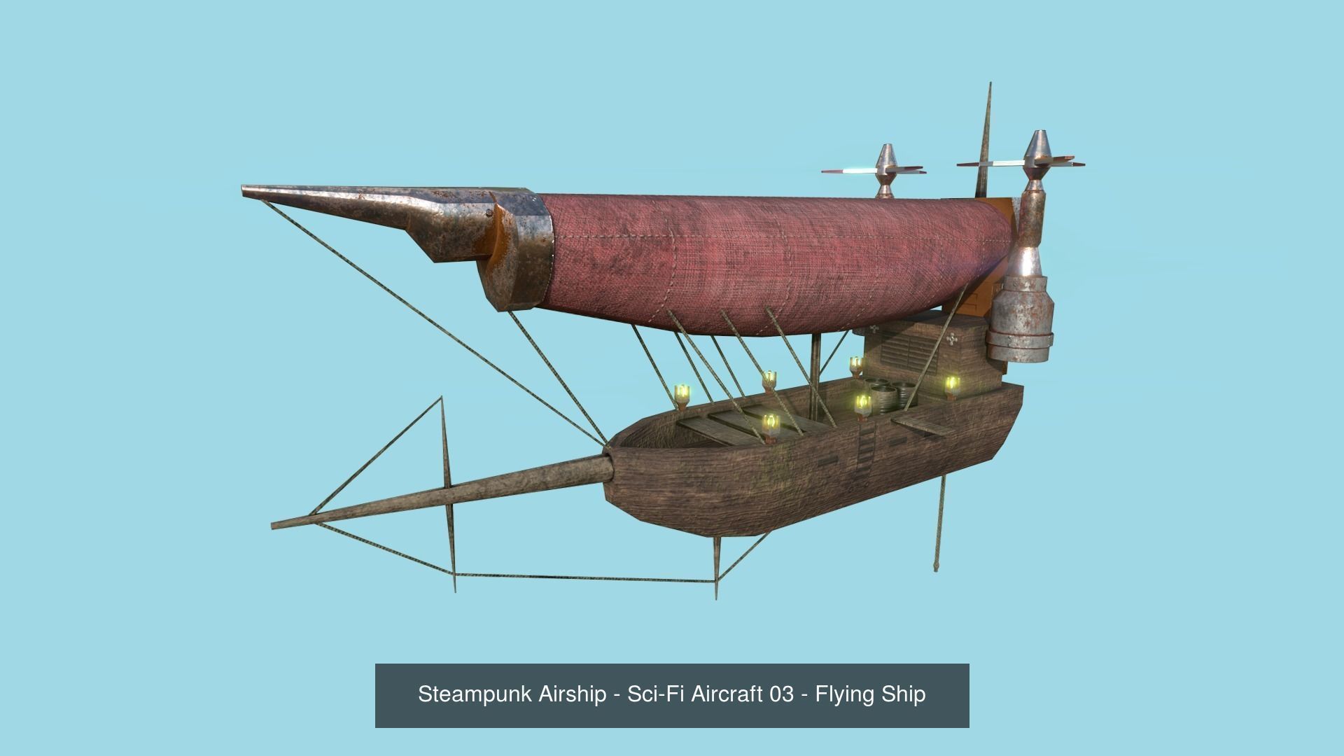 05 Steampunk Airship - Sci-Fi Aircraft Asset 3D Model Collection_4