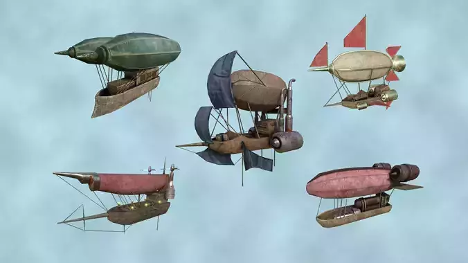 05 Steampunk Airship - Sci-Fi Aircraft Asset