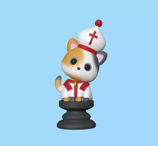 Cat Chess Piece - Bishop 3D print model_0
