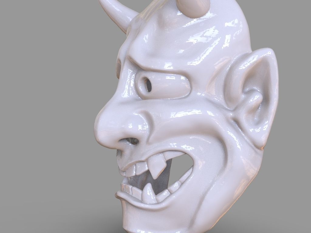 Classic Japanese Oni Mask and ZBrush Timelapse 3D print model_13