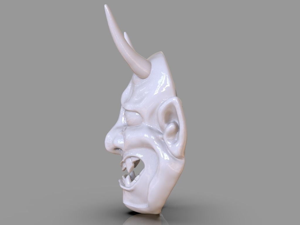 Classic Japanese Oni Mask and ZBrush Timelapse 3D print model_2