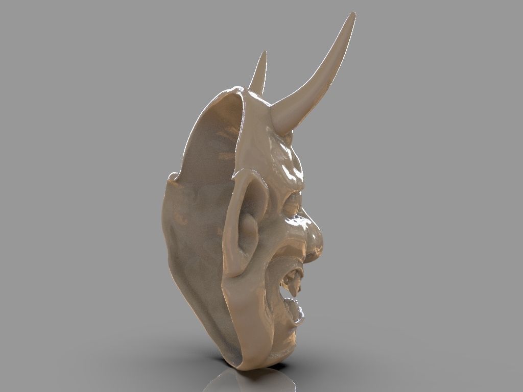 Classic Japanese Oni Mask and ZBrush Timelapse 3D print model_6