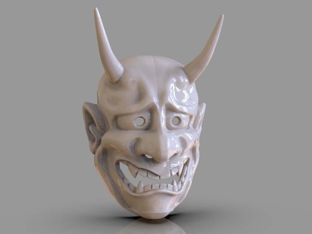 Classic Japanese Oni Mask and ZBrush Timelapse 3D print model_9