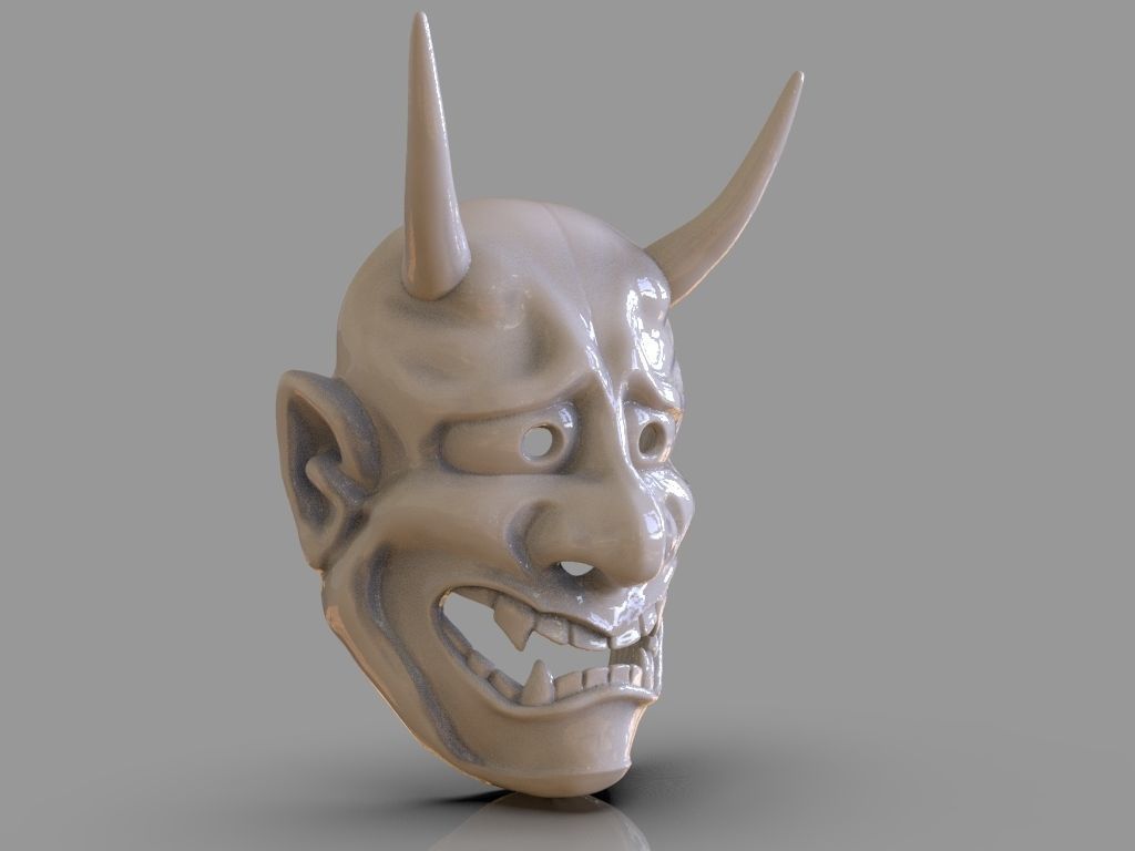 Classic Japanese Oni Mask and ZBrush Timelapse 3D print model_8