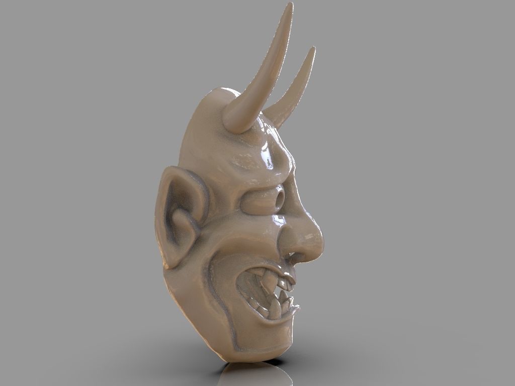 Classic Japanese Oni Mask and ZBrush Timelapse 3D print model_7