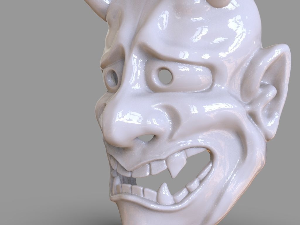Classic Japanese Oni Mask and ZBrush Timelapse 3D print model_10