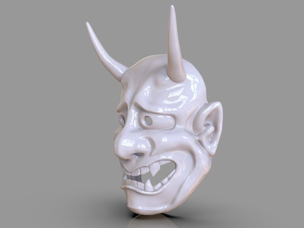 Classic Japanese Oni Mask and ZBrush Timelapse 3D print model_1