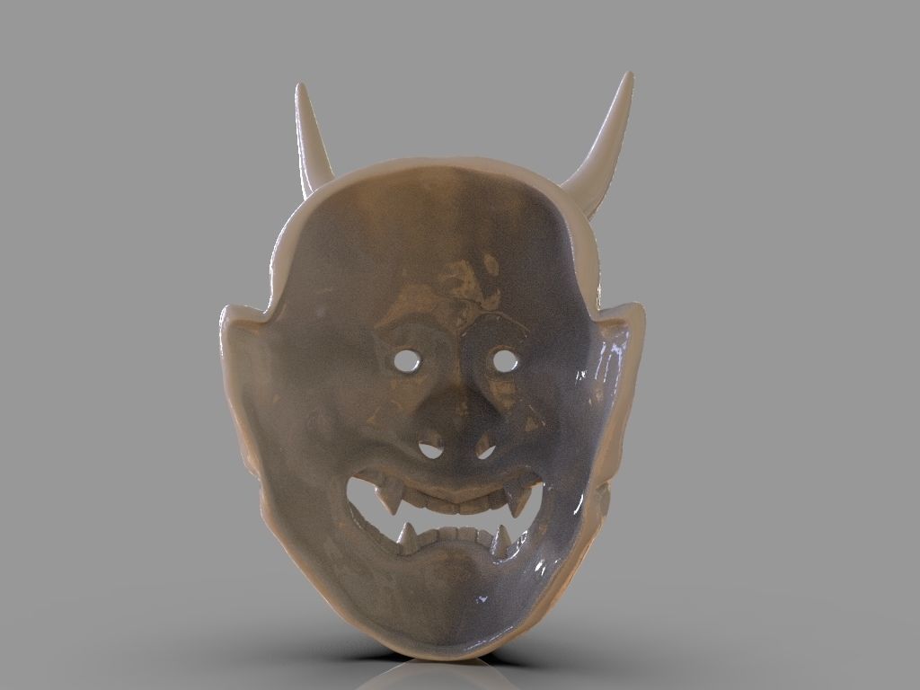 Classic Japanese Oni Mask and ZBrush Timelapse 3D print model_4