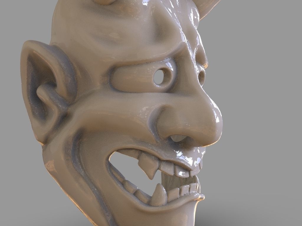 Classic Japanese Oni Mask and ZBrush Timelapse 3D print model_11