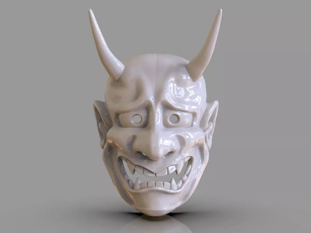 Classic Japanese Oni Mask and ZBrush Timelapse 3D print model_0