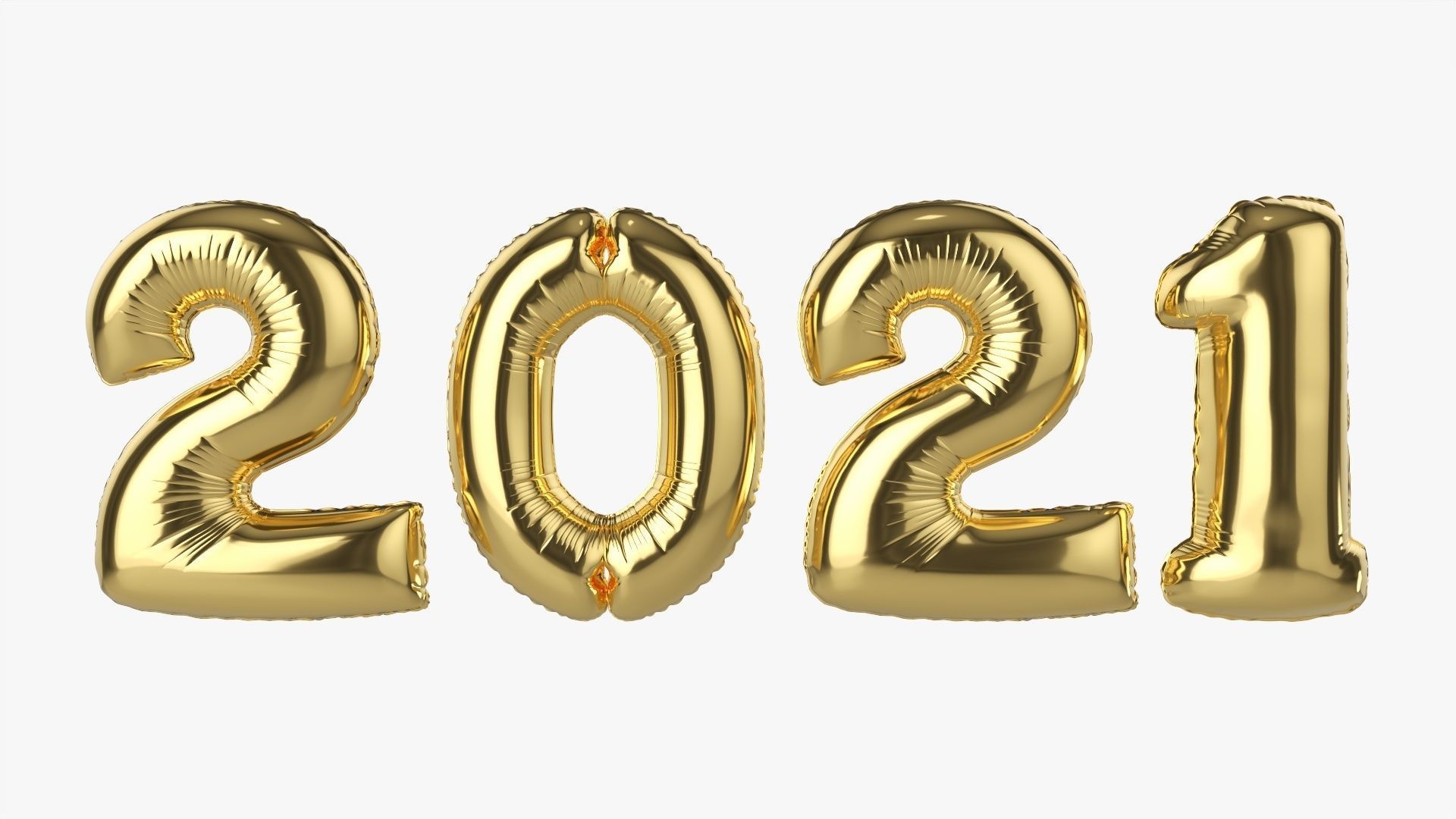 Foil balloon 2021 year numbers 3D model_1