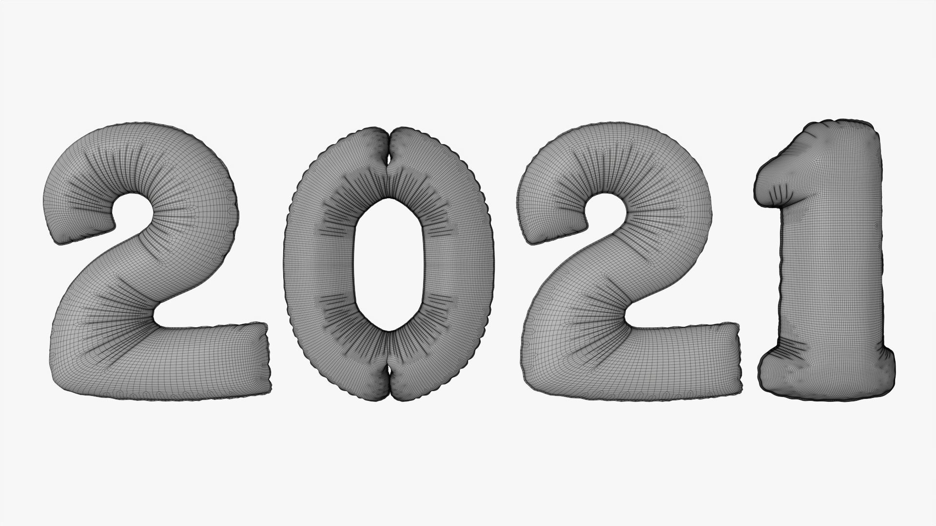 Foil balloon 2021 year numbers 3D model_9