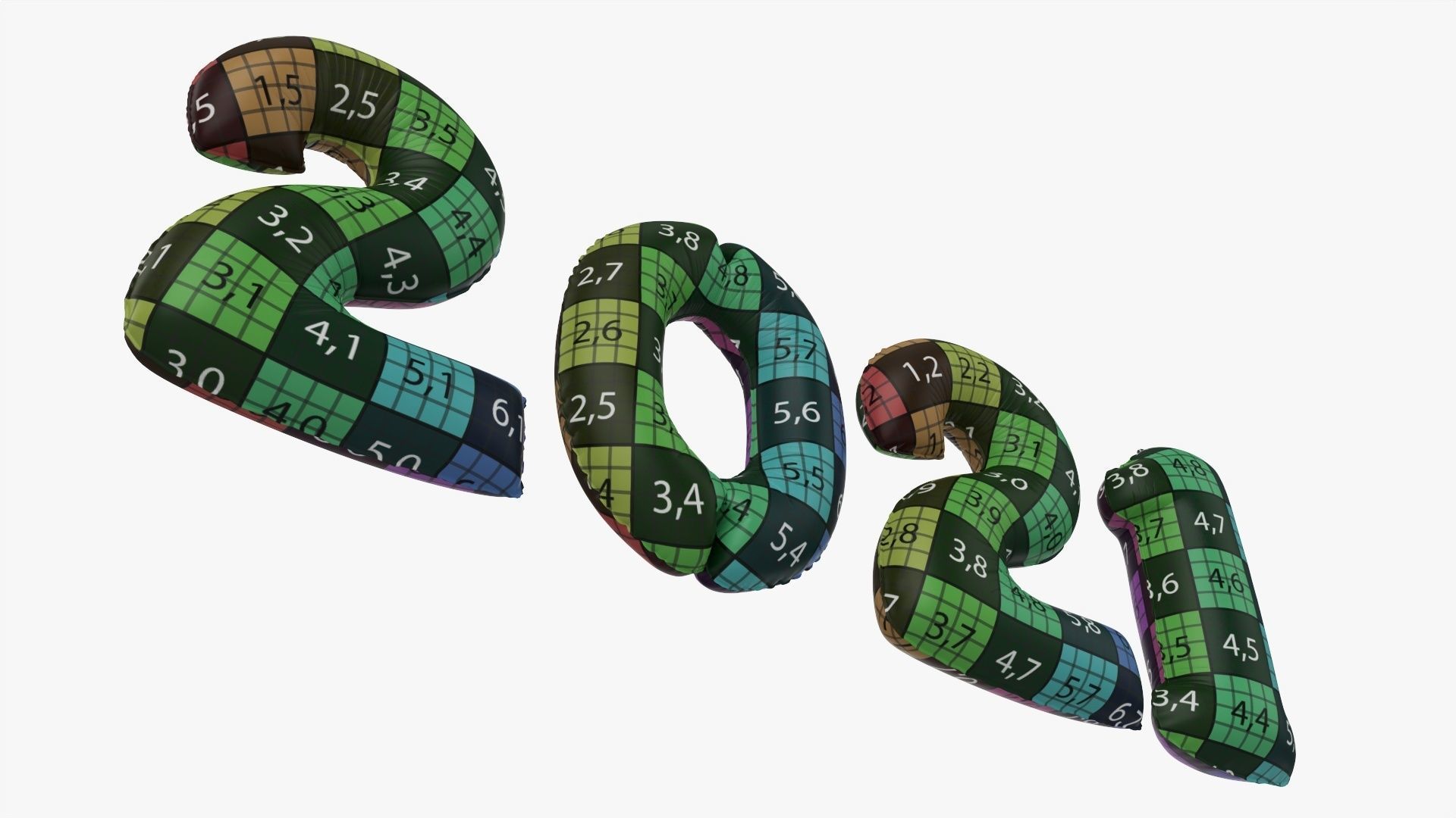 Foil balloon 2021 year numbers 3D model_14