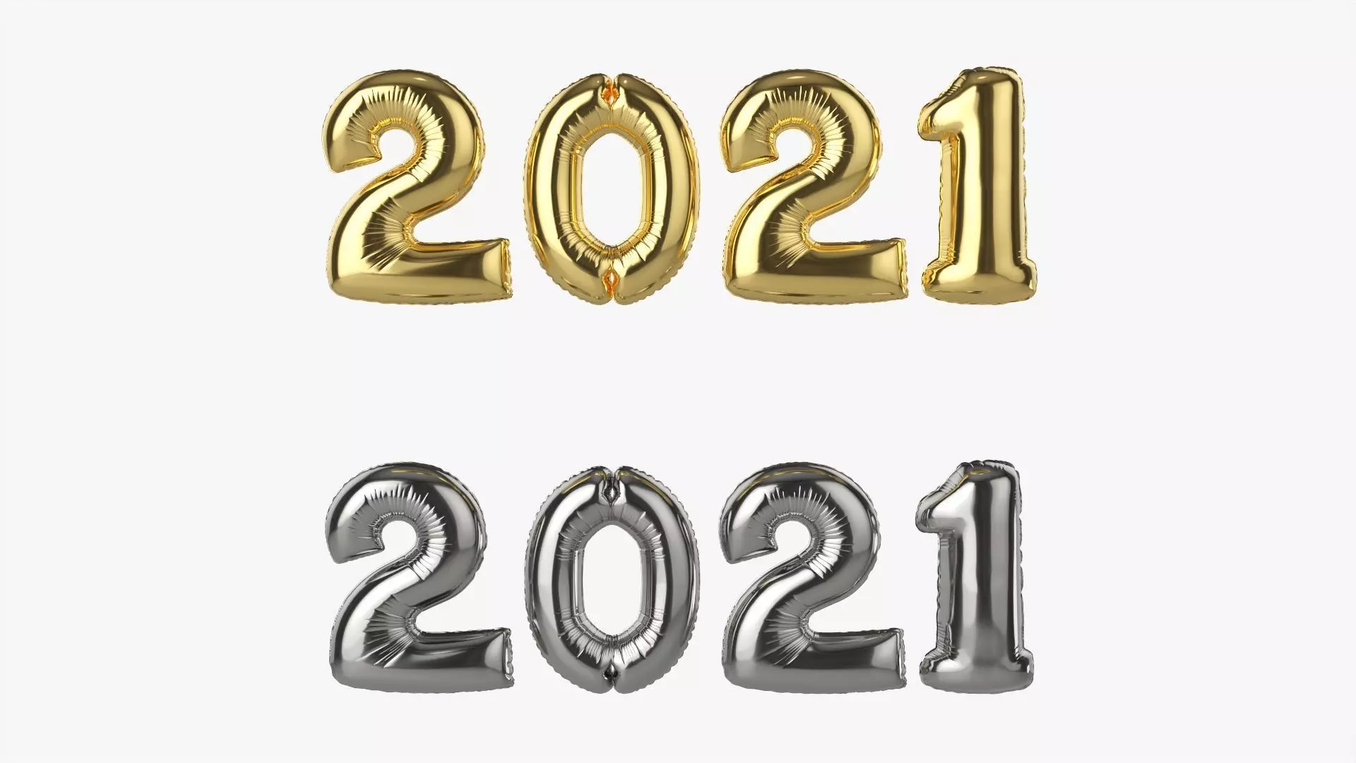 Foil balloon 2021 year numbers 3D model_0