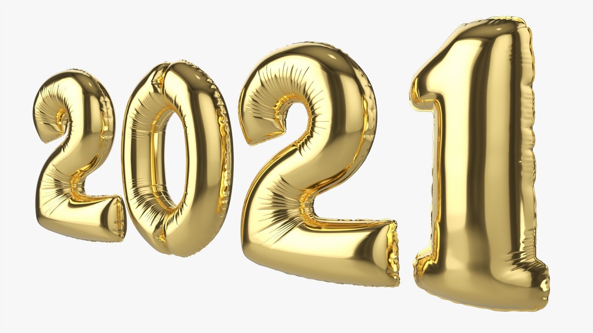 Foil balloon 2021 year numbers 3D model_3