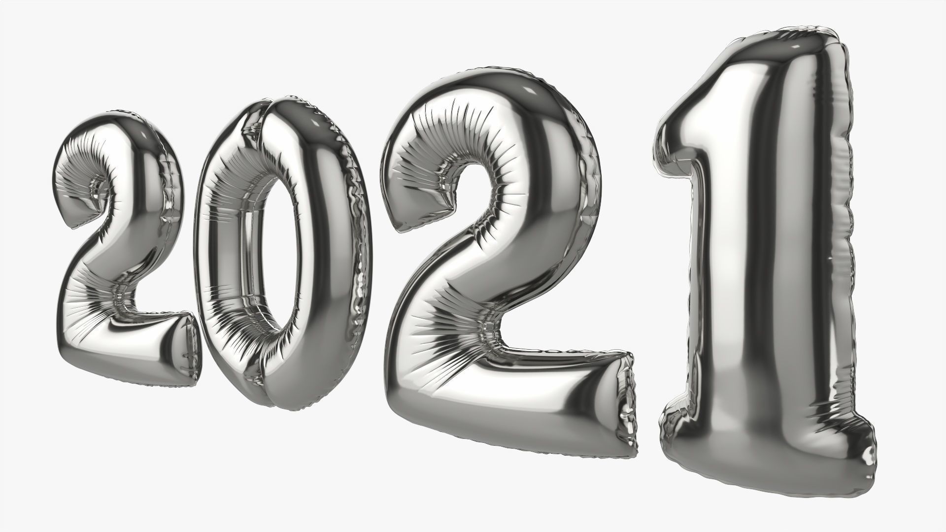 Foil balloon 2021 year numbers 3D model_4