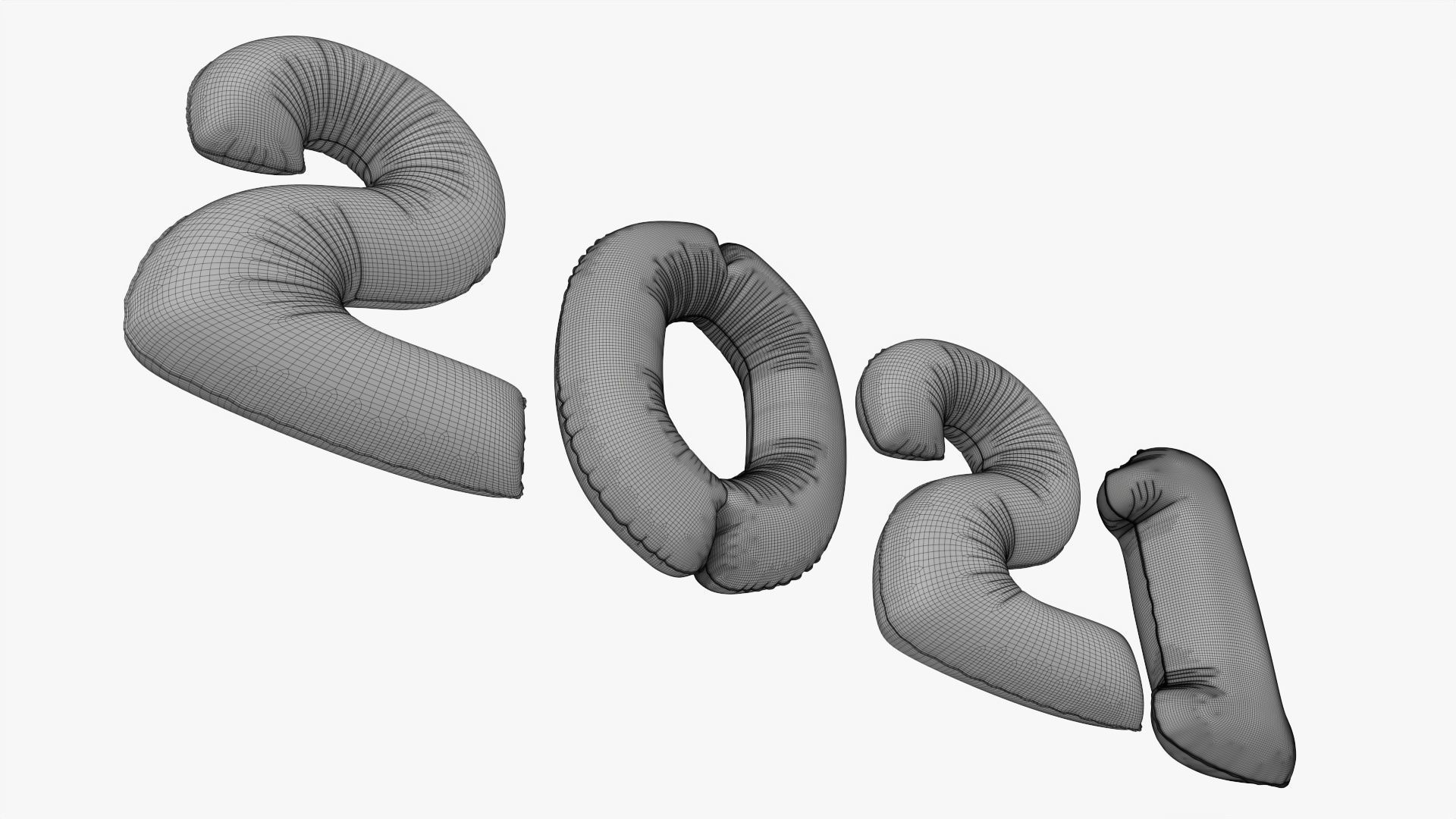 Foil balloon 2021 year numbers 3D model_11