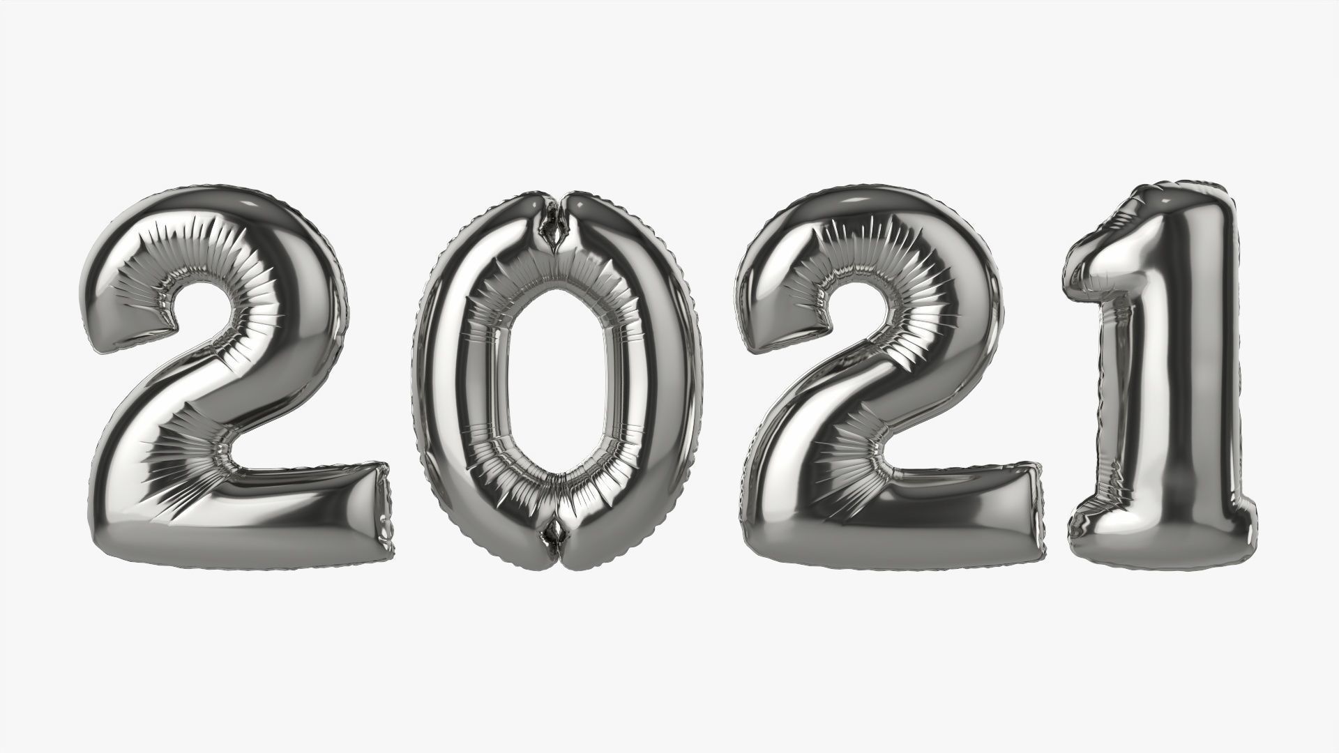 Foil balloon 2021 year numbers 3D model_2