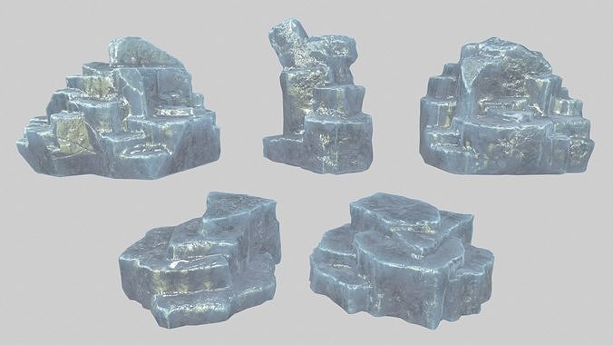 Rock Set piece of ice Low-poly 3D model