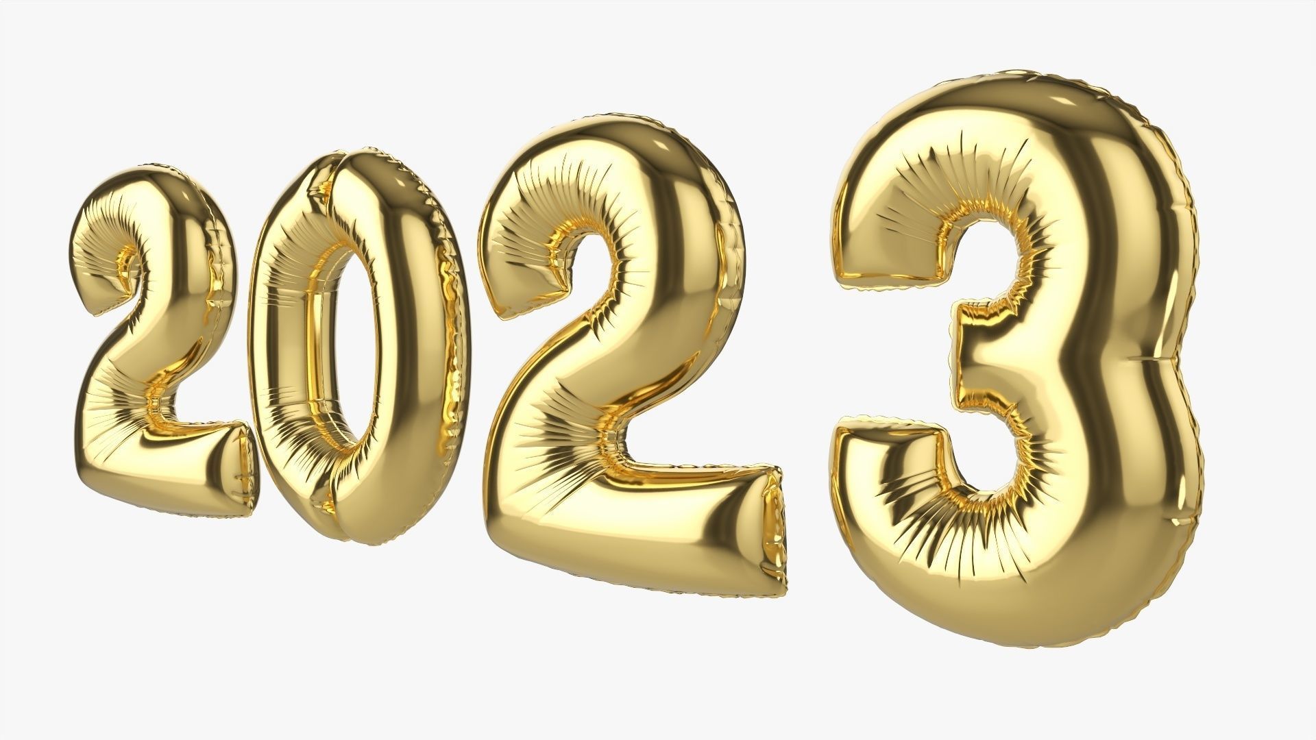 Foil balloon 2023 year numbers 3D model_4