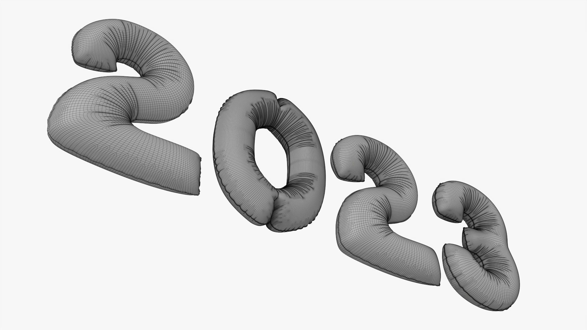Foil balloon 2023 year numbers 3D model_11