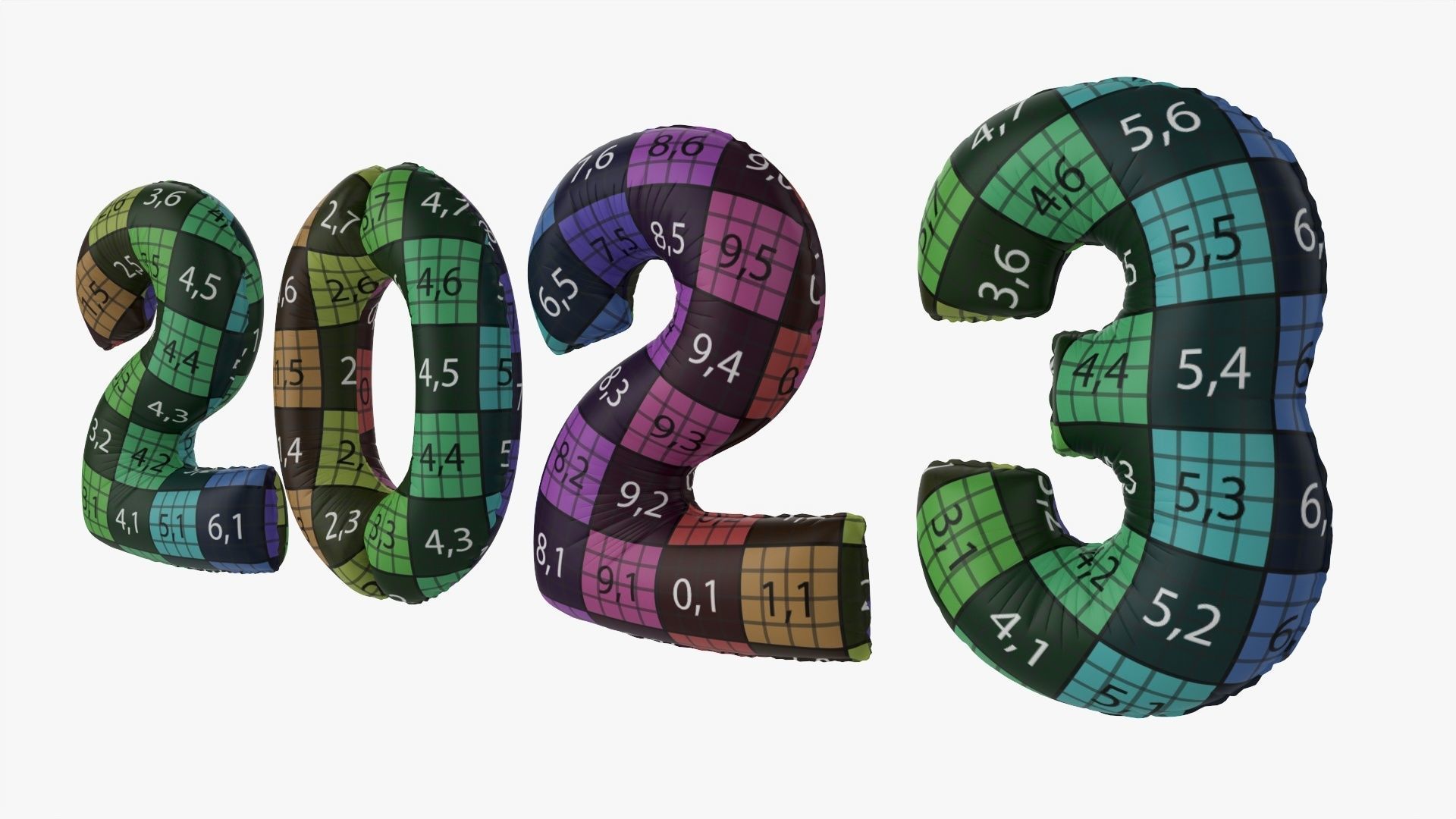 Foil balloon 2023 year numbers 3D model_13