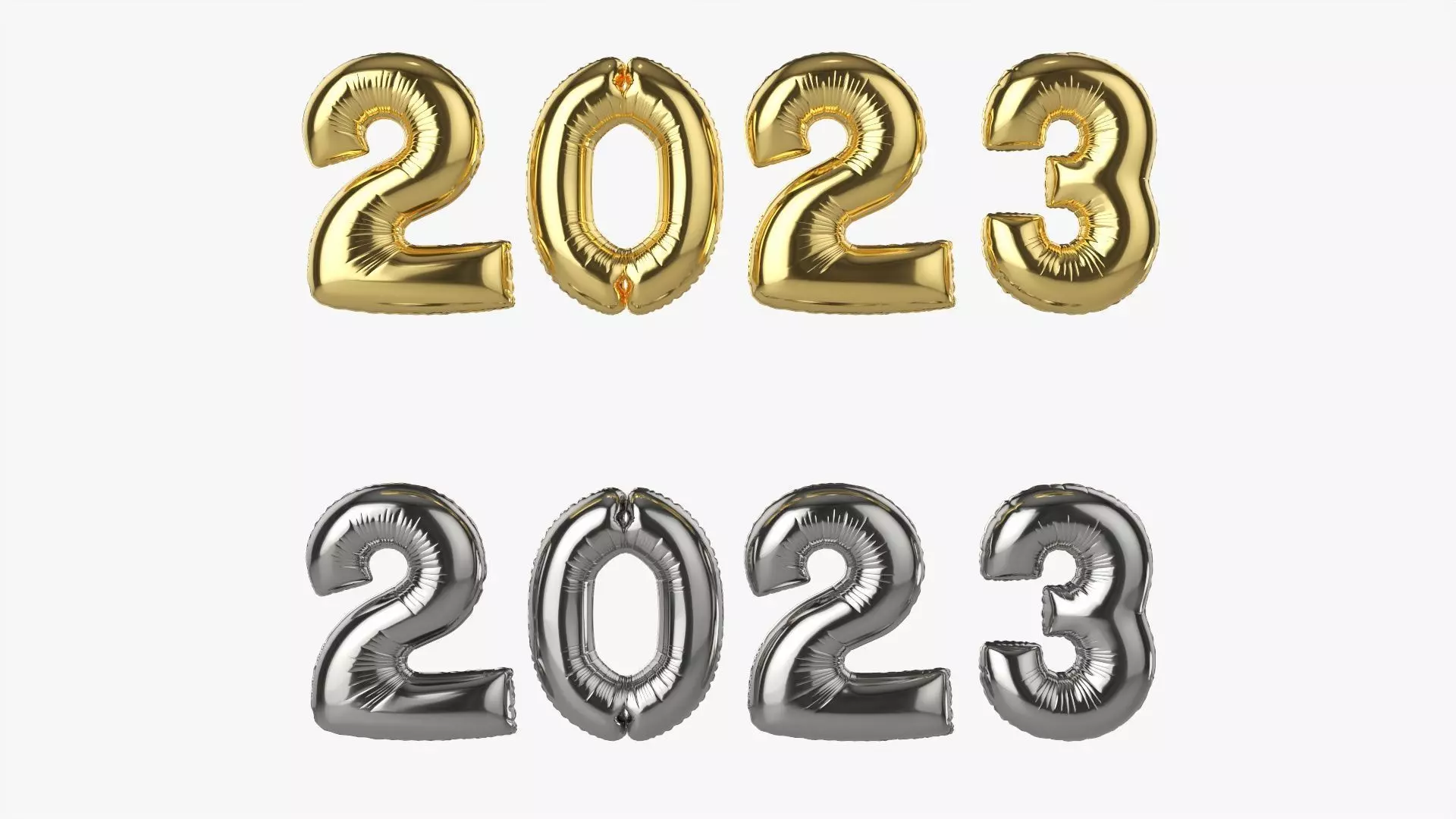 Foil balloon 2023 year numbers 3D model_0