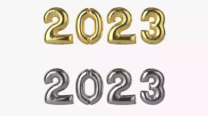 Foil balloon 2023 year numbers 3D model