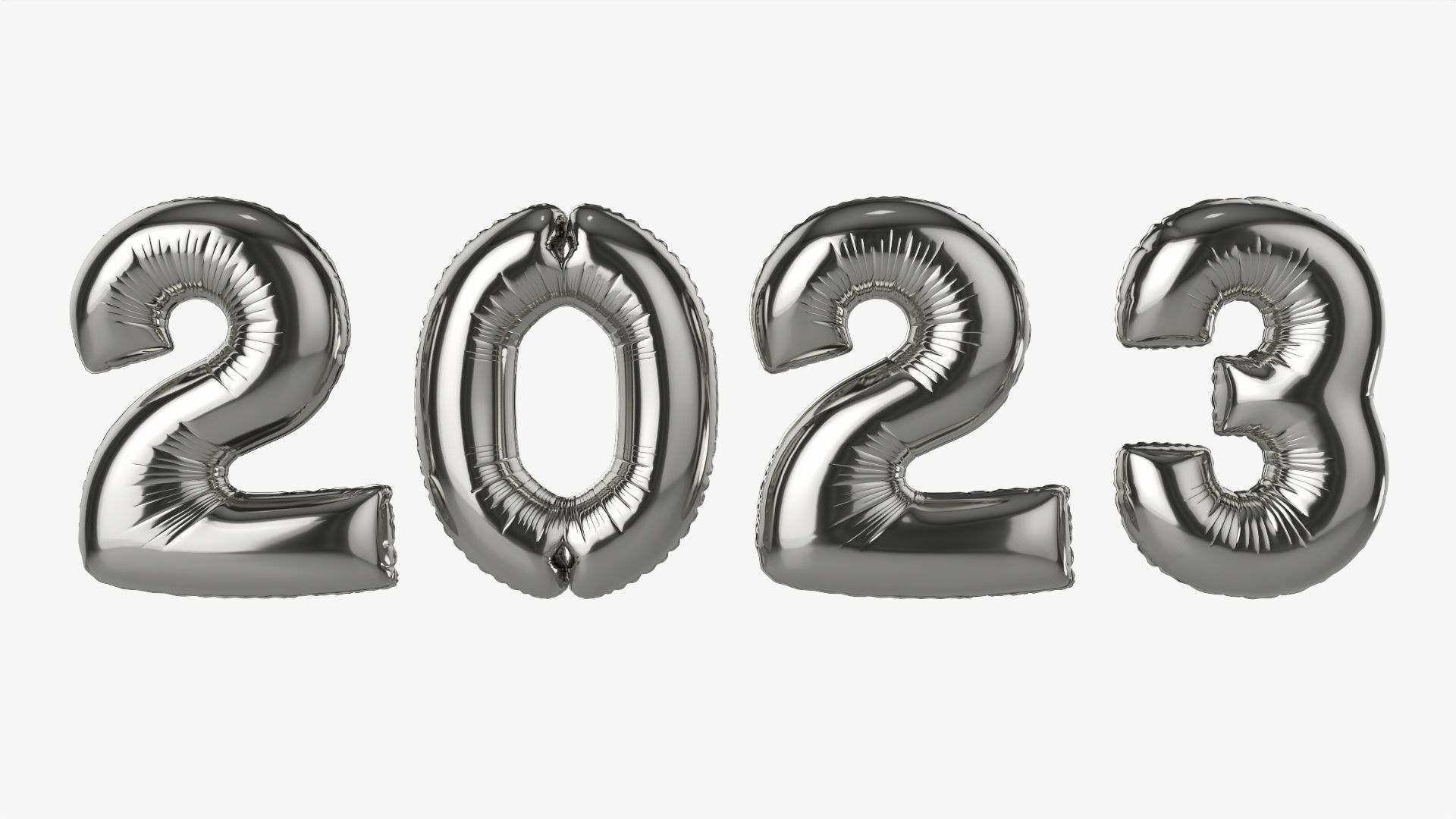 Foil balloon 2023 year numbers 3D model_1