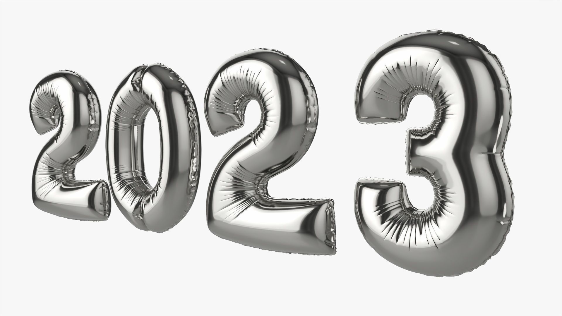 Foil balloon 2023 year numbers 3D model_3