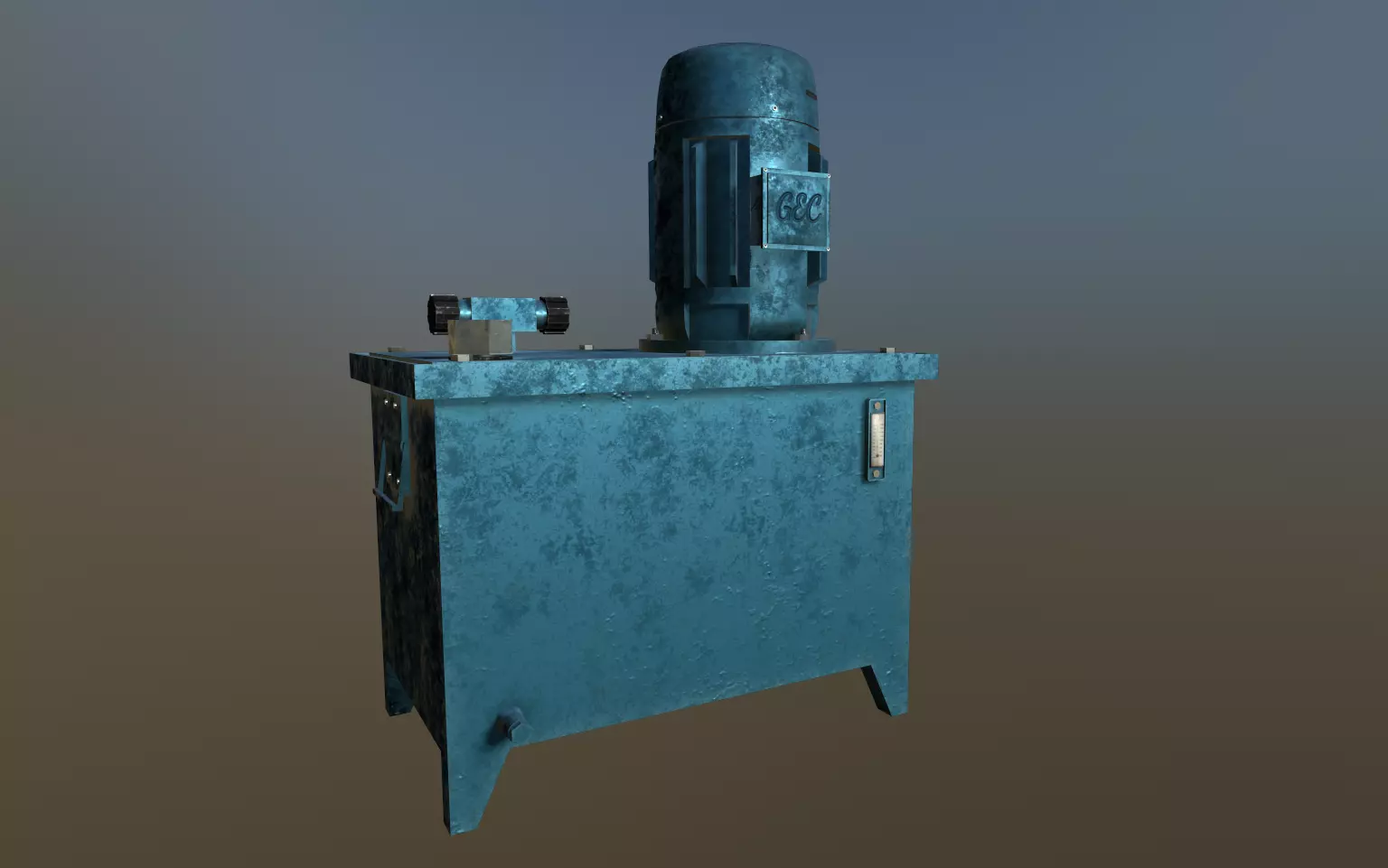 Hydraulic Power Pack Low-poly 3D model_0