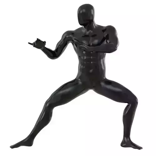 Abstract mannequin stands like Bruce Lee 141