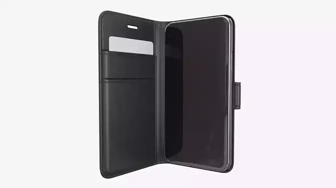Smartphone in a flip wallet case 02 3D model