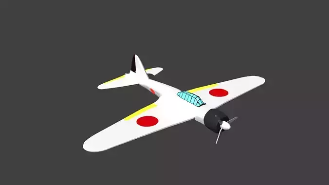 Low Poly A6M2  Zero  Free low-poly 3D model