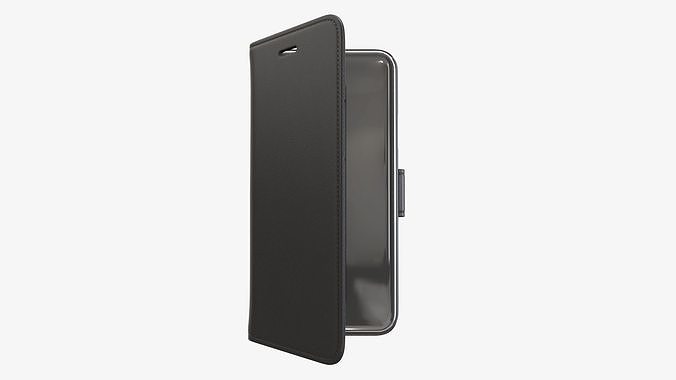 Smartphone in a flip wallet case 03 3D model