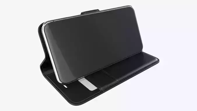 Smartphone in a flip wallet case 04 3D model