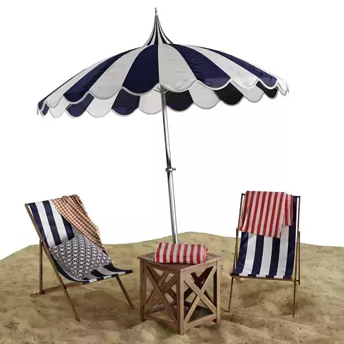 Beach lounge outdoor set 7 3D model