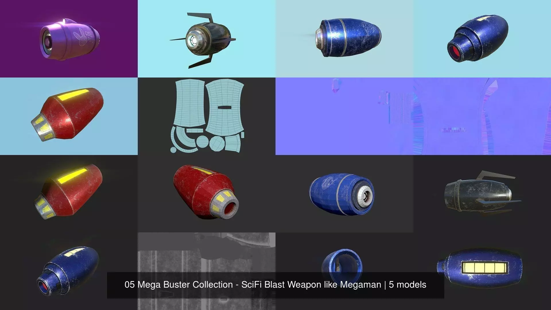 05 Mega Buster Collection - SciFi Blast Weapon like Megaman _1