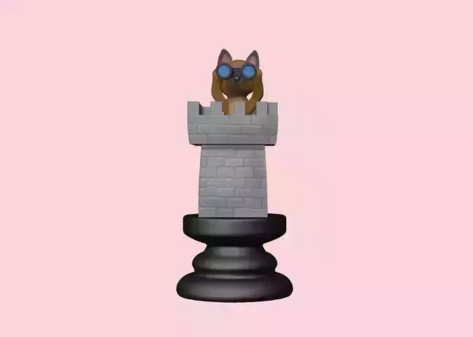 Dog Chess Piece - Rook 3D print model