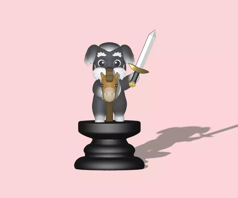 Dog Chess Piece - Knight 3D print model_0